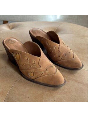 Women's Sam & Libby Brown Embroidered Mules Size 9